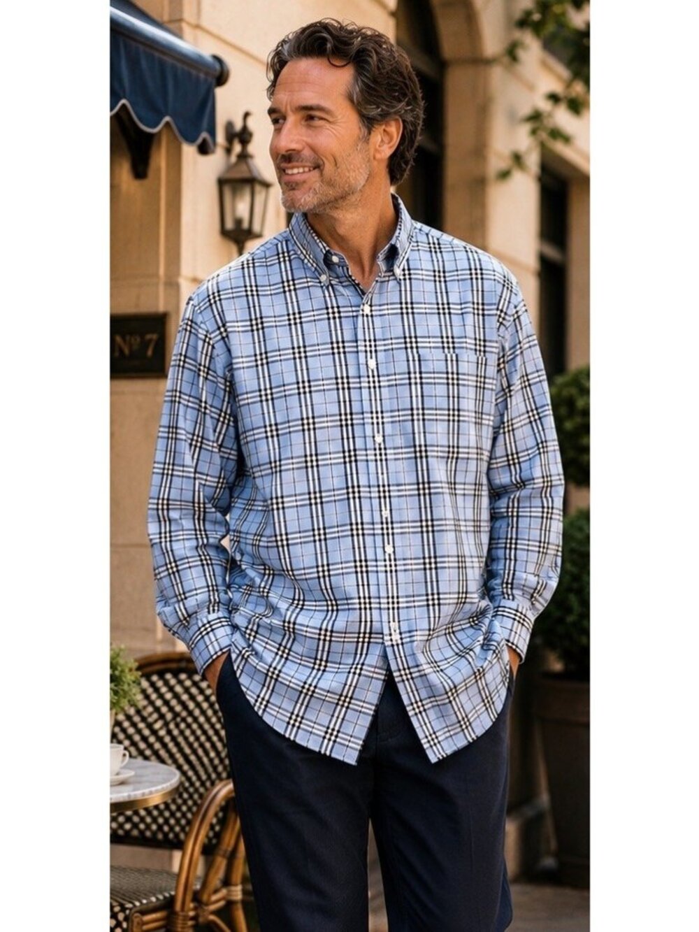 Vintage Burberry London Shirt Mens XXL Blue Plaid Check Made USA Y2K Button Down